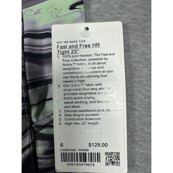 Lululemon Fast Free High Rise Tight 25” in Paint Glide Warp Multi Size 6 NWT - Picture 2 of 6